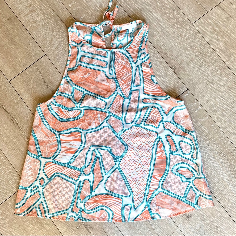 Glam Blouse Teal Orange Top Size Large